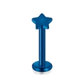 Blue stainless steel star labret stud piercing with polished metallic finish - Pentagram / 6mm (1 Piece) / Blue