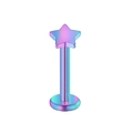 Rainbow star surgical steel labret stud with iridescent finish for lip or cartilage - Pentagram / 6mm (1 Piece) / Multicolor
