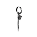 Black stainless steel hoop earrings featuring long chain and double triangle charms - Double Triangle Chain (Style 5)