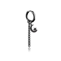 Black stainless steel hoop earrings with star moon pendant and chain charm detail - Star Moon Hollow Pendant (Style 7)