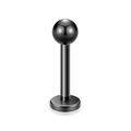 12-piece black stainless steel labret stud set with polished ball and flat base - 6mm / Polished Black Ball Style