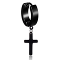 Boucle d'oreille noire en acier inoxydable avec pendentif croix pour hommes et femmes - Style de pendentif croix (Style-7) / Noir