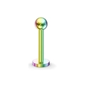Macro detail of rainbow stainless steel lip stud with flat back and colorful gradient finish - Smooth Ball Style / 6mm / Colorful