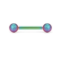 Piercing haltère en acier inoxydable arc-en-ciel avec boules givrées pailletées - 12mm / Coloré