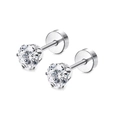 Classic silver-colored six-prong stud earrings set with sparkling round cubic zirconia stones - Cubic Zirconia Style (3mm)