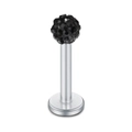 Macro shot of 16G stainless steel labret stud featuring a black paved crystal ball - Black Pave Crystal Style