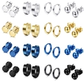 16 pairs of stainless steel stud and hoop earrings set in silver gold blue and black finishes - 16 Pairs Set / Colorful