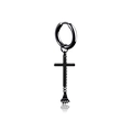 Gothic black earrings with cross and skeleton hand pendant in matte finish - Cross Bone Claw (Style 28)