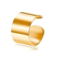 Dettaglio dell'orecchino a clip largo placcato oro lucido con design aperto moderno - Oro (Stile Due)