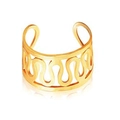 Vista dettagliata di un polsino per orecchio dorato ondulato con design a S minimalista - Oro (Stile Cinque)