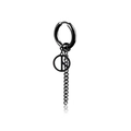 Black stainless steel hoop earring with peace sign charm and Cuban chain drop - Peace Sign Cuban Chain (Style 35)