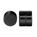 Detail view of black magnetic stainless steel stud earrings for non-pierced ears - Cylindrical Magnetic Studs (Style-2) / Black