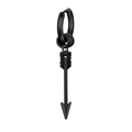Detail view of matte black stainless steel earring featuring a sleek arrow pendant - Black Style 5