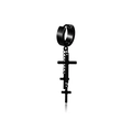 Punk style black hoop earrings featuring triple dangling cross charms on chains - Three Crosses Chain (Style 38)