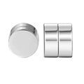 Detail view of silver magnetic cylinder stud earrings with high gloss metallic finish - Cylindrical Magnetic Studs (Style-2) / Silver