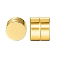 Macro view of gold magnetic stud earrings with polished mirror finish for non-pierced ears - Cylindrical Magnetic Studs (Style-2) / Gold