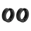 Detailed view of two polished black magnetic hoop earrings for non-pierced ears - Hoop Ear Clips (Style-1) / Black