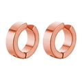 Polished rose gold clip-on hoop earrings with a secure clasp for non-pierced ears - Hoop Ear Clips (Style-1) / Rose Gold