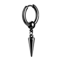 Black stainless steel hoop earring with long cone spike pendant for men's punk street style - Black Style 2