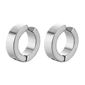 Close-up of polished silver stainless steel hoop earrings with mirror finish and simple design - Hoop Ear Clips (Style-1) / Silver