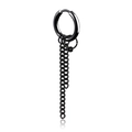 Boucle d'oreille créole punk en acier inoxydable noir avec doubles chaînes et pendentif - Style Créole Double Chaîne Avec Perle Noir
