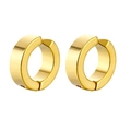 Close-up of a pair of minimalist thick polished gold hoop earrings on a white background - Hoop Ear Clips (Style-1) / Gold