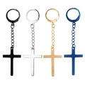 Selezione di orecchini a cerchio con croce in nero, argento, oro e blu in acciaio inox - Stile Pendente Croce a Catena (Stile-27) / Argento