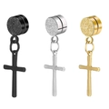 Set di orecchini a croce magnetici in nero, argento e oro per lobi non forati - Stile Croce Magnetica con Base Opaca (Stile-32) / Argento