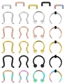 25-teiliges Nasenring-Set aus Edelstahl mit Hufeisen- und U-förmigen Piercings - Multi-Style-Kombinationsset / Mischfarben Set