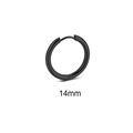 Boucle d'oreille créole minimaliste en acier noir de 14mm au fini poli brillant - Créole Ronde Polie(Style 18)