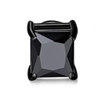 Detail of a square cut black gemstone stud earring with classic four-prong setting - Black Square Zirconia Four Claw Stud
