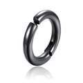 Polished black stainless steel hoop earring detail with mirror reflection on white base - Shiny Black Polished Hoop Buckle