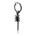 Detail van zwarte roestvrijstalen oorclip met punk spinnenhanger en schakelketting - Spin Clip-on Zwarte Kleur