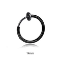 Boucle d'oreille clip noire minimaliste en acier pour oreilles non percées de 14mm - Clip d'oreille à Ouverture Ressort(Style 29)