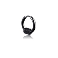Boucle d'oreille créole noire en acier poli avec trois anneaux et finition lisse - Boucle d'oreille Décor Triple Anneau(Style 31)