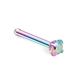 Makroaufnahme von regenbogenfarbenem Nasenstecker aus Edelstahl mit Zirkonia-Stein - 1.5mm / bunt