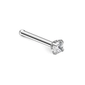 Nasenstecker aus Edelstahl mit rundem Zirkonia und klassischer 4-Krallen-Fassung - 1.5mm / Silber