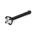 Detailed macro view of black stainless steel nose stud with four-prong set round zircon - 1.5mm / Black