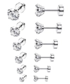 Set mit sechs silbernen Zirkonia-Ohrsteckern in verschiedenen Größen von 3 mm bis 8 mm - Flachschraub Verschluss Stil / 3mm / Silber