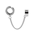 Detailansicht der silbernen Edelstahl-Ohrkette mit Creolen- und Manschettenanschluss - Silberne Verbundene Kette Ohrclip (Style-1)