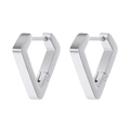 Polished silver V-shape geometric hoop earrings with hinge closure detail in a minimalist style - Inverted Triangle Style (HUN168805133) / Silver
