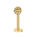 Goldener 16G Shamballa Labret-Stecker mit champagnerfarbenen Kristallen und Politur - Gold
