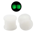 Silikon-Ohrplugs mit Leuchteffekt, die im Dunkeln ein leuchtendes Grün zeigen - Hohl Tunnel Stil (1 Paar) / 3mm / Leuchtend