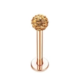 Roségoldener Shamballa Kristallkugel Labret Stecker mit 16G Edelstahl Flachrücken - 6mm / Roségold