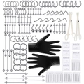 Kit de perforación de 140 piezas en acero inoxidable con joyas, pinzas y agujas - Kit Completo de Herramientas y Joyas de Perforación / Juego de 140 piezas