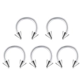 Set of 5 silver stainless steel circular barbells with spikes for nose and lip piercing - Spiky Cone / 1.2x6x3mm / Steel