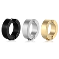 Three-piece stainless steel ear cuff set in black, silver, and gold for non-pierced ears - Minimalist Wide Band Snap Ear Clip