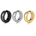 Three-piece stainless steel ear cuff set in black, silver, and gold for non-pierced ears - Simple Arc Snap Ear Clip
