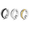 Three-color minimalist stainless steel ear cuffs in black, silver and gold finish - Color Block Enamel Hoop Earring