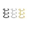 Three-row punk ear cuffs in black, silver, and gold polished stainless steel - Triple Band Ear Cuff